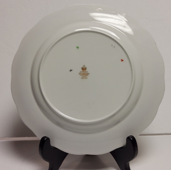 2 England Royal Standard Bone China 8” Plate Style RSD20 Cobalt Blue Gold Swirls - Picture 7 of 10